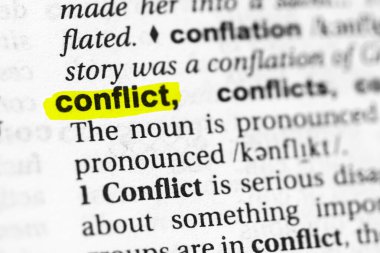 Vurgulanmış kelime çatışma kavramı ve anlamı