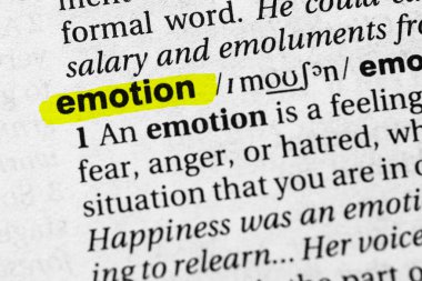 Vurgulanmış kelime duygu konsepti ve anlamı.