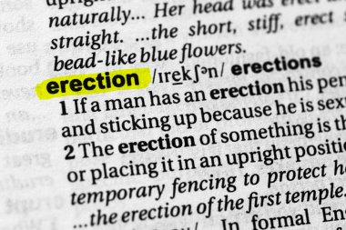 Vurgulanmış kelime ereksiyon kavramı ve anlamı.