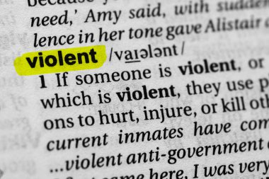 Vurgulanmış kelime şiddet kavramı ve anlamı