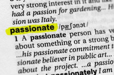 Vurgulanmış kelime tutkulu kavram ve anlam