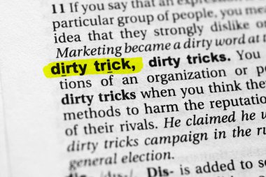 Vurgulanmış kelime kirli hile konsepti ve anlamı.