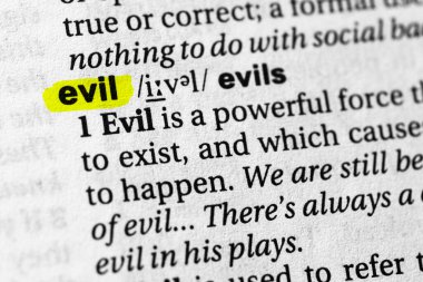 Vurgulanmış kelime kötü kavram ve anlam.