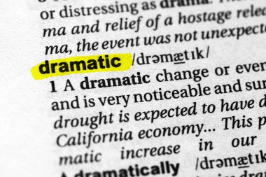 Vurgulanmış kelime dramatik kavram ve anlam.