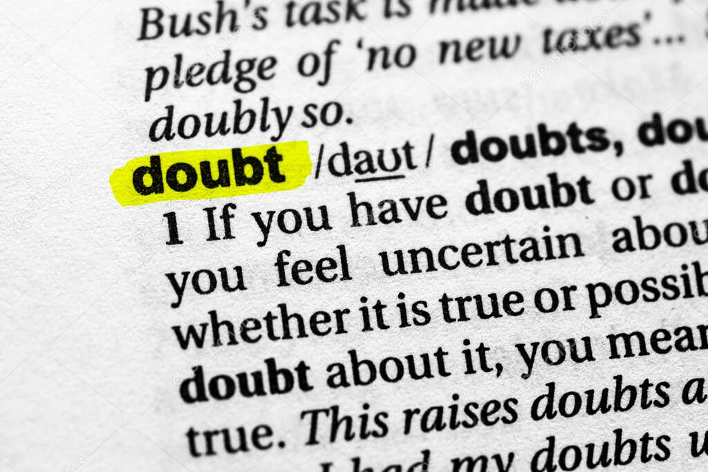Highlighted word doubt concept and meaning.