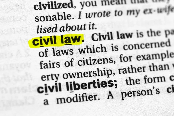 Palabra Destacada Derecho Civil Concepto Significado — Foto de Stock
