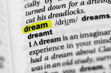 Vurgulanmış kelime rüya kavramı ve anlamı.