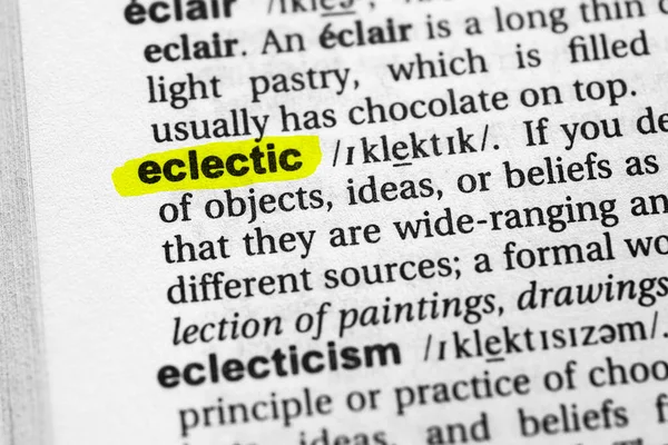 Vurgulanmış kelime eklektik kavram ve anlam.