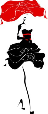 Kırmızı şapka siyah elbise