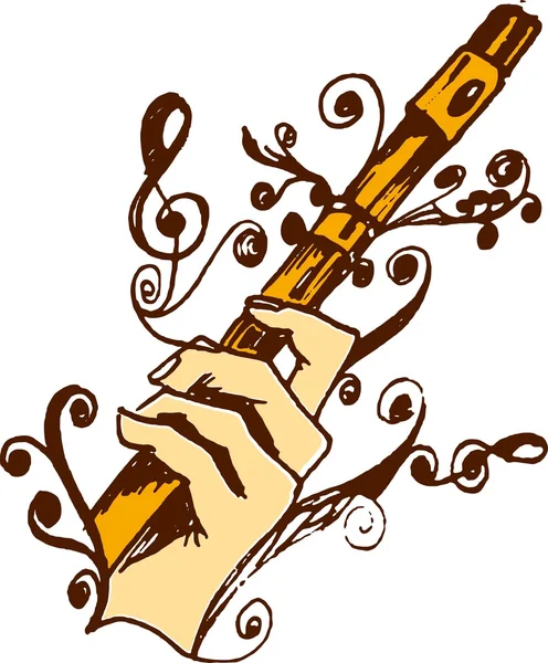 Flute in hand — Stock Vector