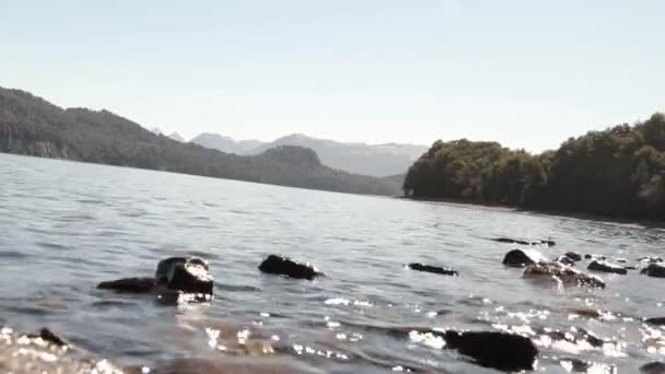 Lago golpeando piedras — Vídeo de stock