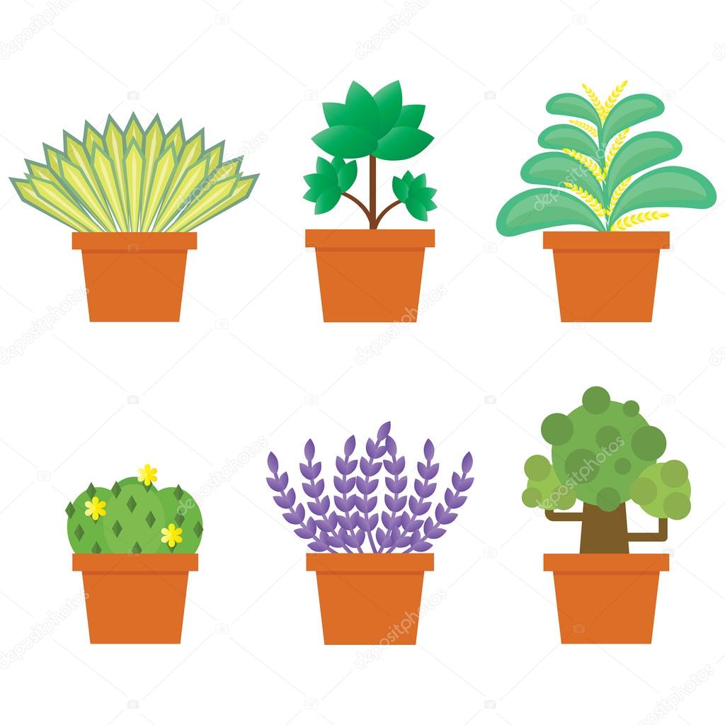 Set albero pot isolato su sfondo bianco — Vettoriali Stock Vasi dell albero piantare insieme di raccolta 2 isolato su priorit bassa bianca Design per la decorazione di giardinaggio casa interno esterno