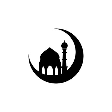 İslam Ramazan Simgelerinin Koleksiyonu Basit Vektör Hilal Ay ve Cami