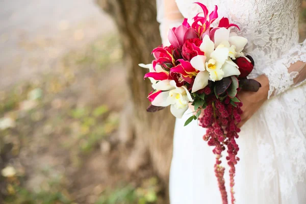 Beautiful wedding bouquet in hands of the bride Stock Picture