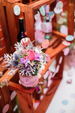 Winter Blossom over wood background