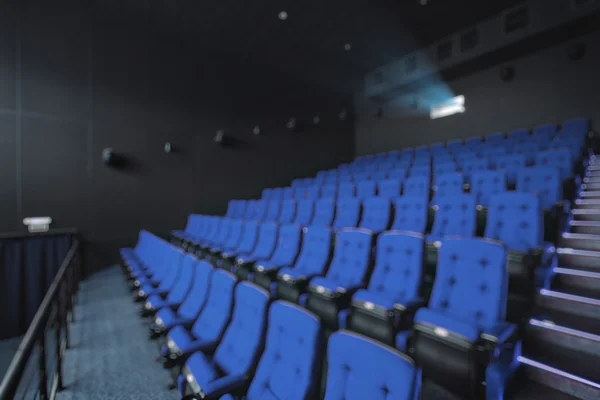 Abstract oskärpa tomma rader av röda teater eller film säten. Stolar i biograflokalen. Bekväm fåtölj — Stockfoto