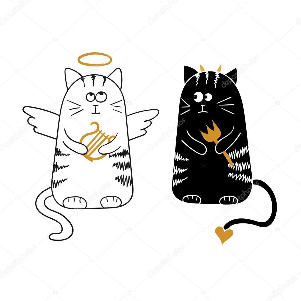 stock illustration cute cartoon cats angel and