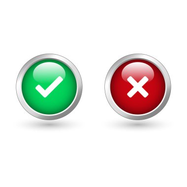 Onay işareti ve çapraz ile Web düğmeleri