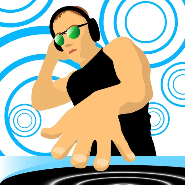 DJ mixing music — Stock Vector