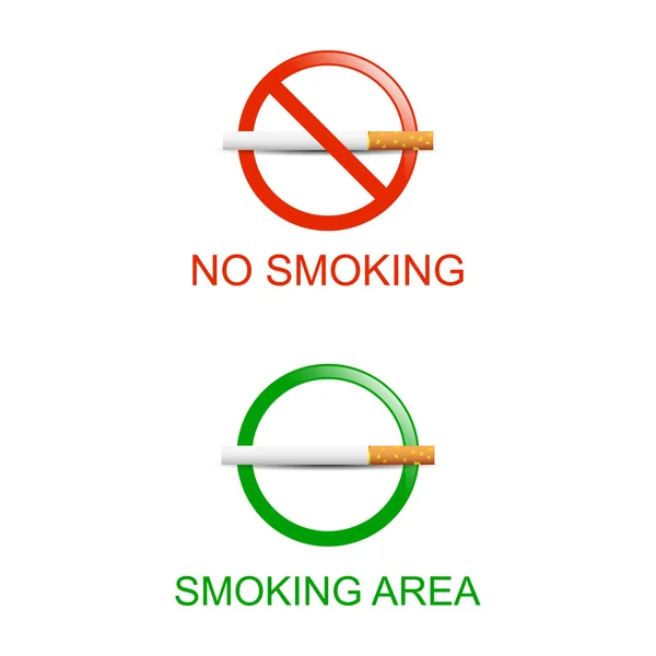 No fumar / fumar iconos de la zona — Archivo Imágenes Vectoriales