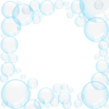 Beyaz üzerine mavi kabarcıklar