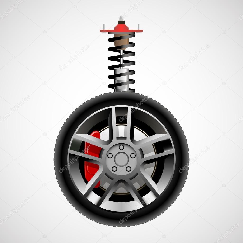 Car wheel with suspension elements Stock Vector by ©warlockf01094047