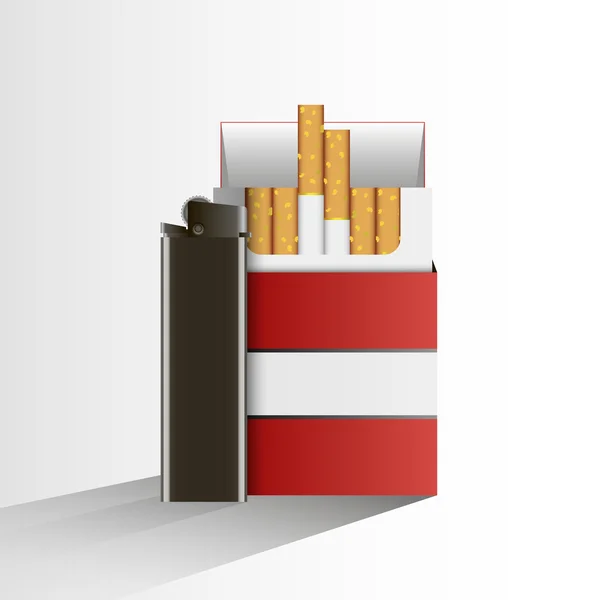 タバコとライターのパック — ストックベクタ