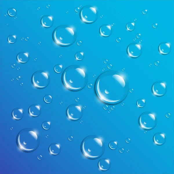 Gotas de lluvia sobre fondo azul — Vector de stock