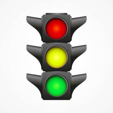 Trafik ışığı illüstrasyon, beyaz izole