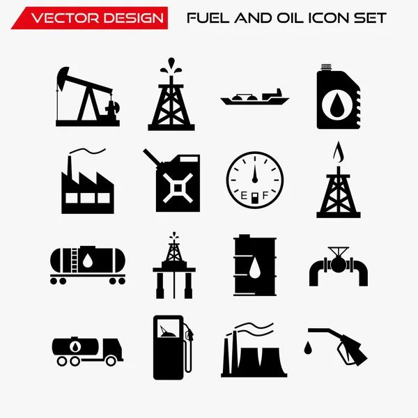 Conjunto de iconos de combustible y aceite, símbolos vectoriales — Vector de stock