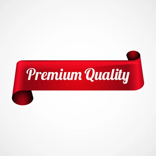 Premium quality banner, red ribbon design — Stock Vector