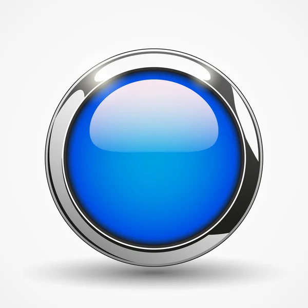 Azul brilhante botão redondo web — Vetor de Stock