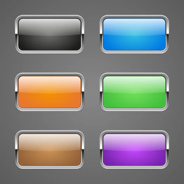 Conjunto de botones de tela de color rectangular de metal — Vector de stock