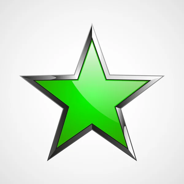 Logo étoile verte avec des éléments métalliques pour votre design — Image vectorielle