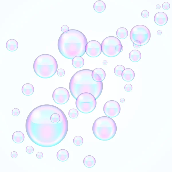 Fondo con burbujas de jabón transparentes — Vector de stock