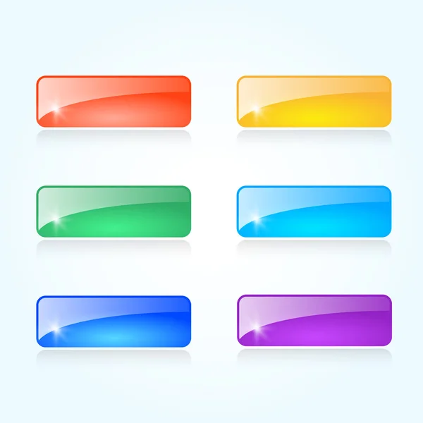 Conjunto de botões retangulares coloridos brilhantes — Vetor de Stock