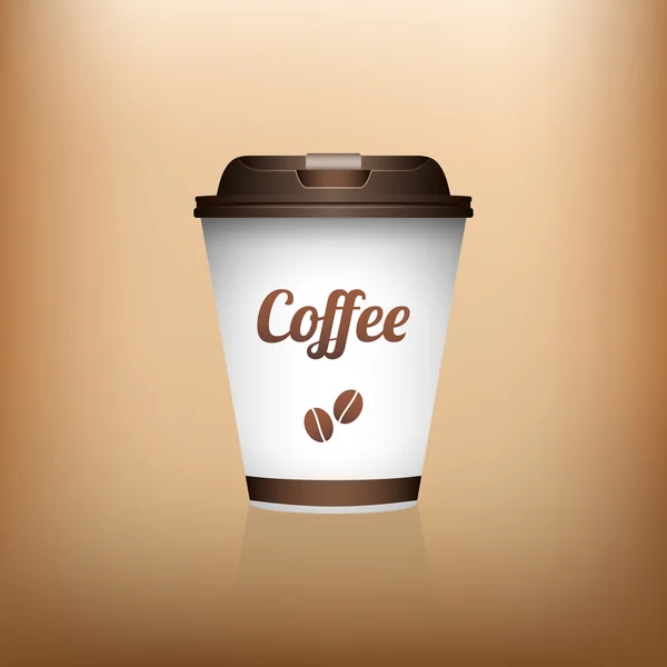 Reális kávéscsésze barna háttér — Stock Vector