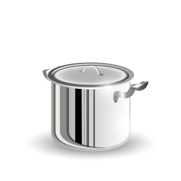 Pot inox isolé sur fond blanc — Image vectorielle