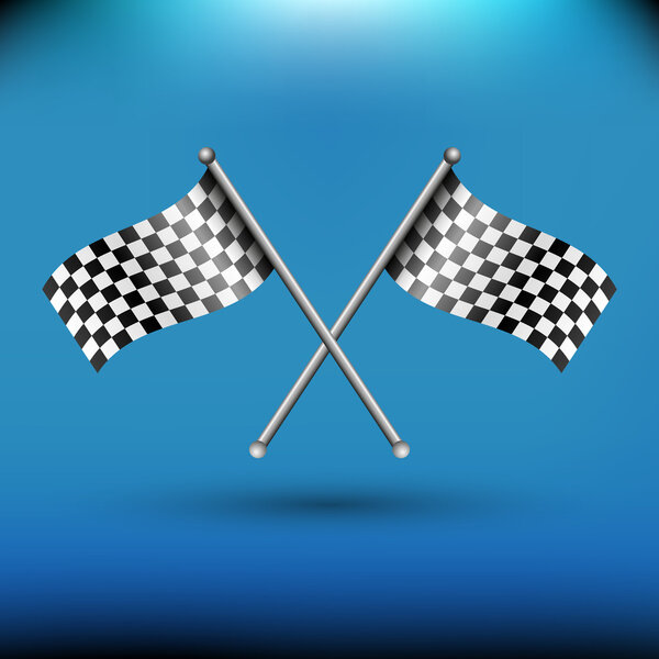 Two racing flags on blue background