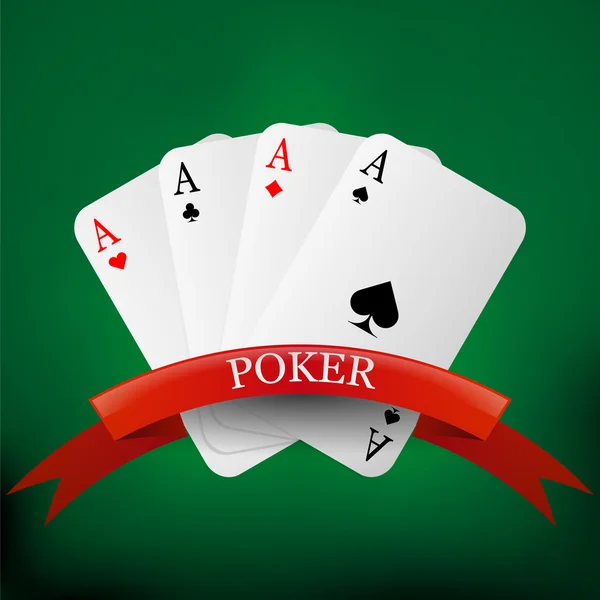 Fondo de poker con cuatro ases — Vector de stock