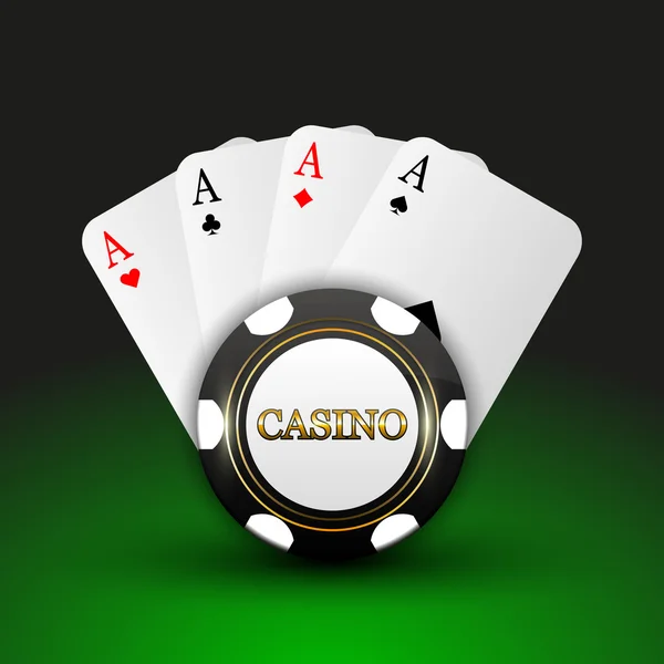 Fondo del casino con cuatro ases — Vector de stock