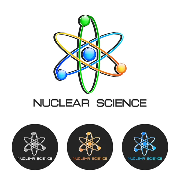 Atom-ikonen. Atomen modellerar. Nuclear vetenskap — Stock vektor