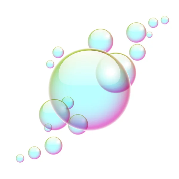 Colorful soap bubbles on white — Stock Vector