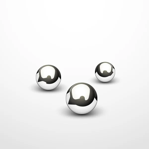 Bolas de acero sobre fondo blanco . — Vector de stock