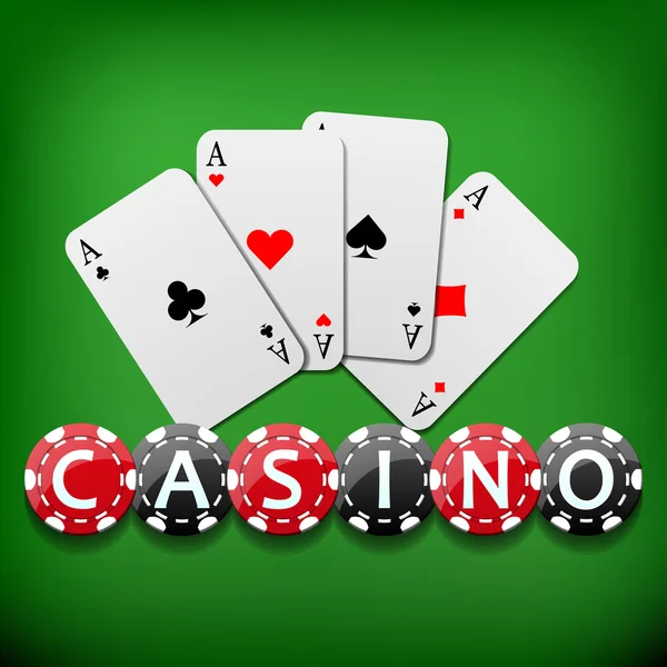 Casino bakgrund med fyra ess och chips — Stock vektor