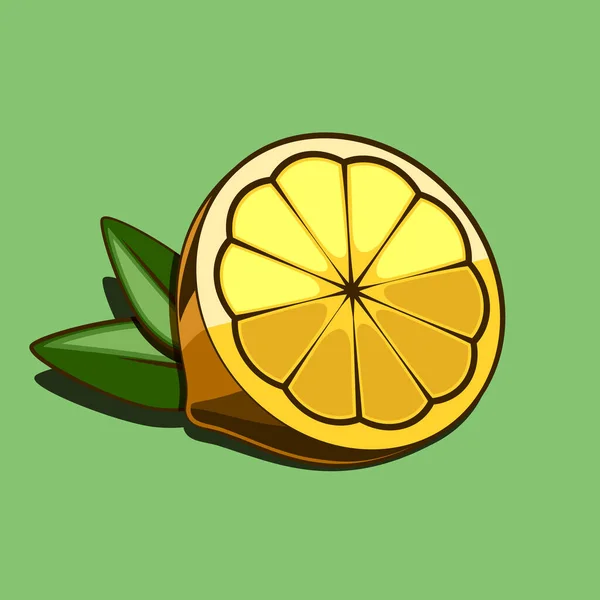 Karikatur Einer Halben Zitrone Vektorfrucht Illustration Auf Schlichtem Hintergrund — Stockvektor