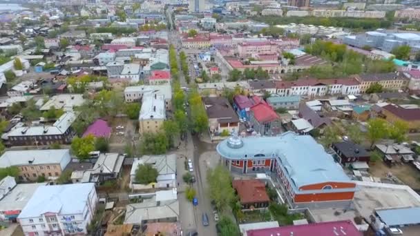 乌兰乌德市，俄罗斯，布里亚特共和国的街道鸟瞰图 — 图库视频影像