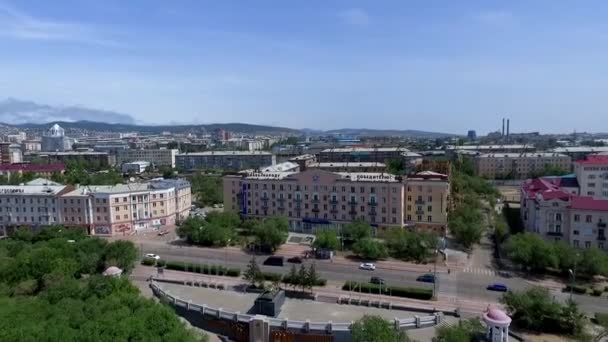 Beautiful aerial view of summer city Ulan-Ude — Stock Video