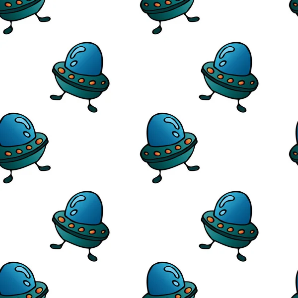 Hand Draw Aliens Ufo Seamless Pattern Vector Objects Design Elements — Stock Photo, Image