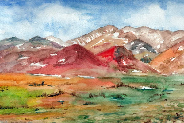 Illustration avec des montagnes colorées — Photo